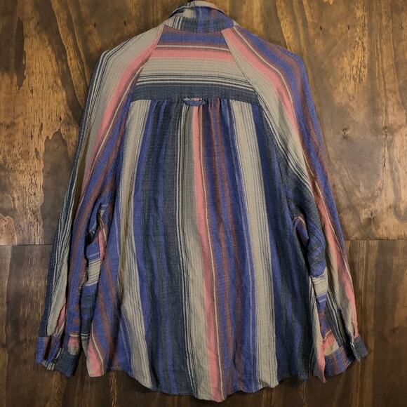 BDG Womens Shirt Multicolor Caroline Spliced Striped Button Down Stretch M - Picture 9 of 10